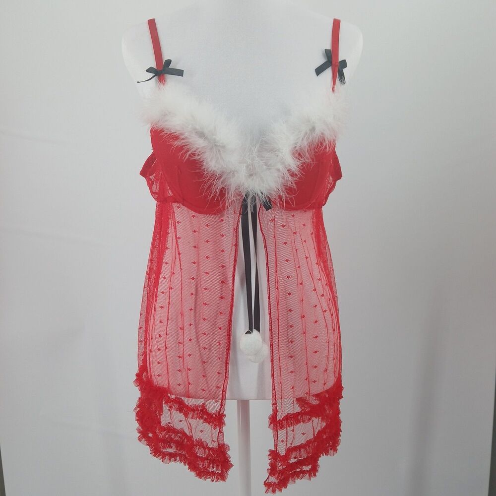 Babydoll Nightie Lingerie Womens XL Red Christmas Mrs Santa Clause Cosplay